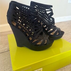 Black Wedge Sandals